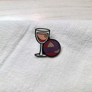 Wine and Yarn Ball Pin - Image 1