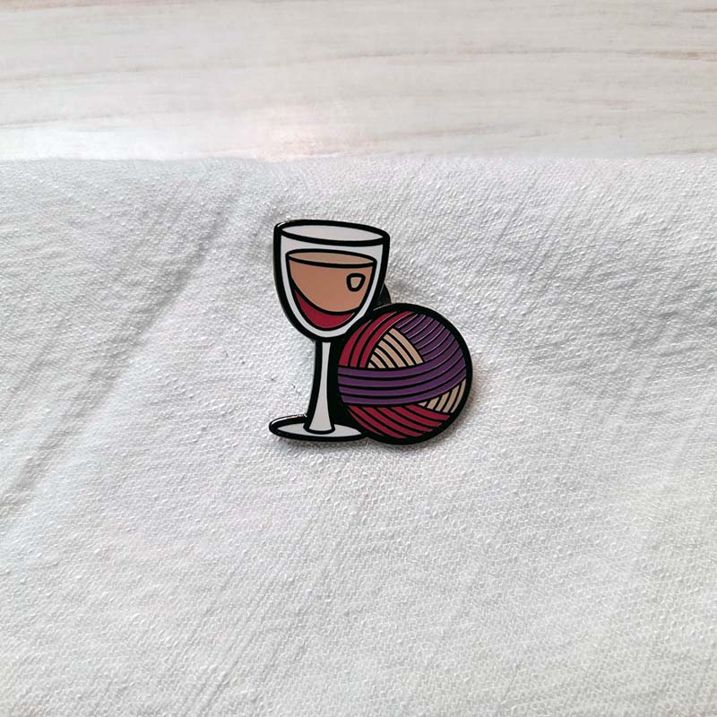 Wine and Yarn Ball Pin - Image 1
