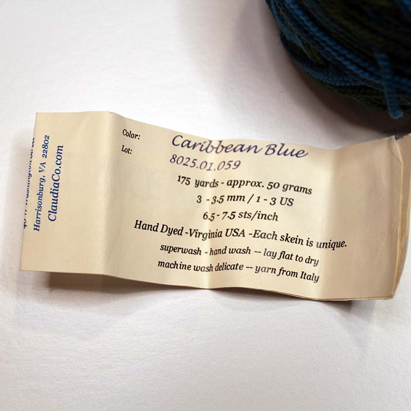 Claudia Hand Painted Yarns Fingering in Caribbean Blue - Image 2