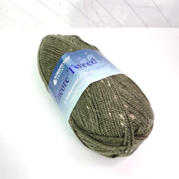 Image of Plymouth Yarn Encore Tweed in 3525 Dark Green Tweed