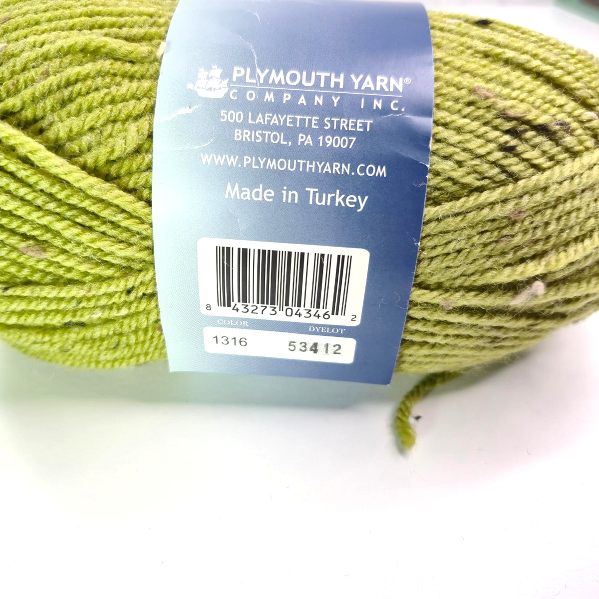 Plymouth Yarn Encore Tweed in 1316 Green Tweed - Image 2