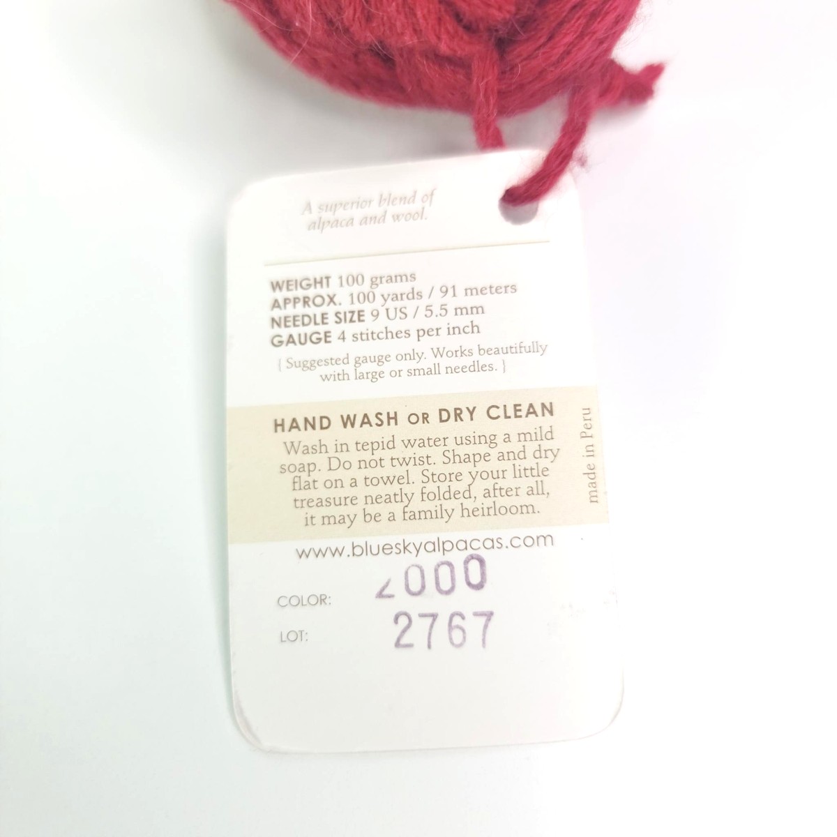 Blue Sky Fibers Worsted Hand Dyes in 2000 Red - Image 2