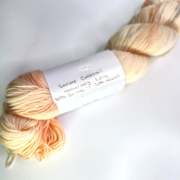 Image of Tiny Human Knits Merino Nylon Fingering in Shrimp Cocktail