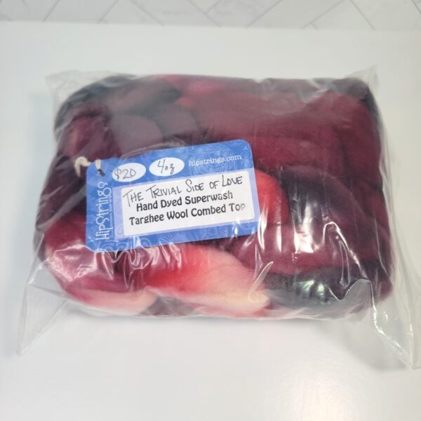 Image of HipStrings Hand Dyed Superwash Targhee Wool Combed Top in The Trivial Side of Love