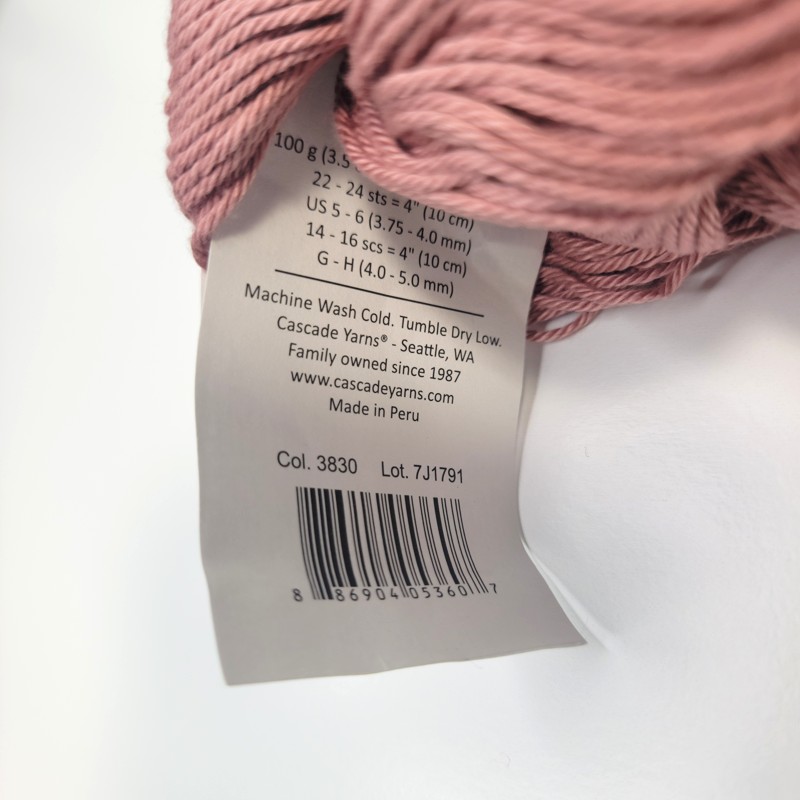 Cascade Yarns Ultra Pima in 3830 Vintage Rose - Image 2