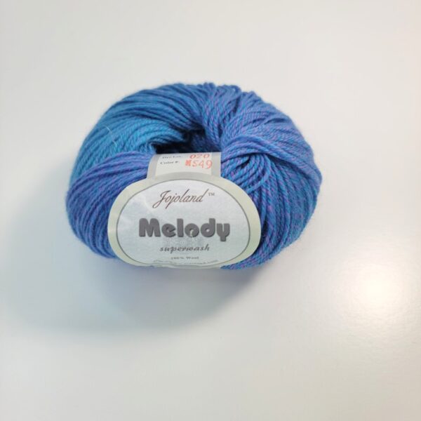 Jojoland Melody Superwash in MS49 Blue Purple Striped