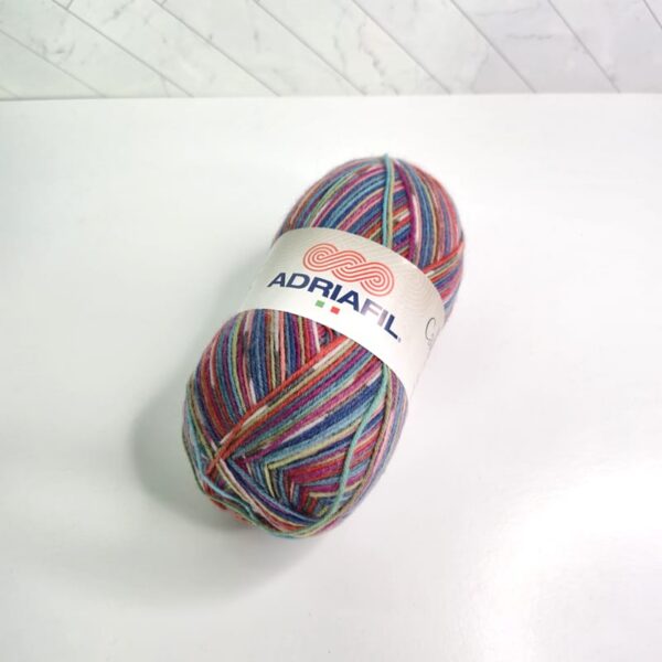 Adriafil Calzasocks Featuring KnitCol Prints in 191 Red Blue Green Purple Striped