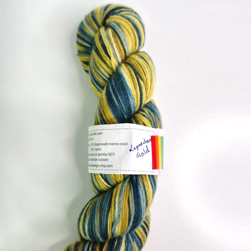 Asfaltsflickan Designs Hand Dyed Sock in Leprechaun Gold - Image 2