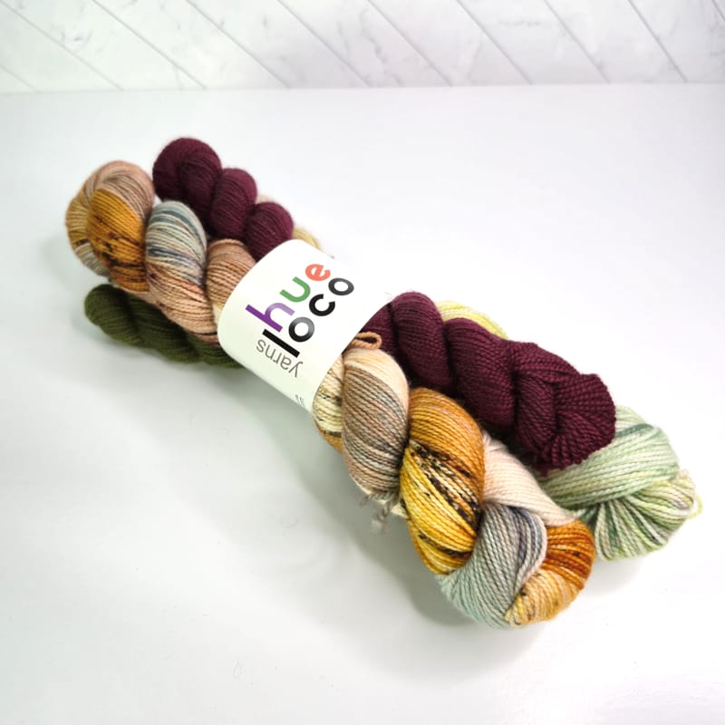 Hue Loco Merino Sock Set in With a Twist, Toasted Elm & Sangria - Image 1