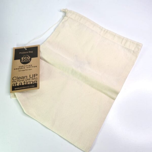 Image of Knit Whit's Yarn & Crafts Logo Print Canvas Drawstring Bag