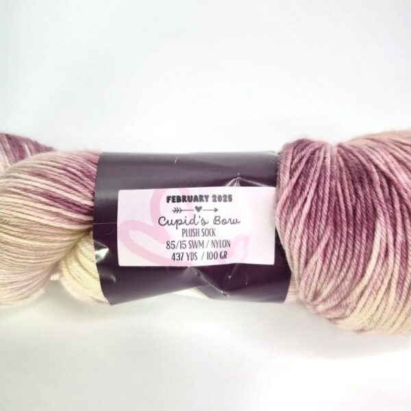 Image of Hypnotic Yarn Plush Sock in February 2025: Cupid's Bow