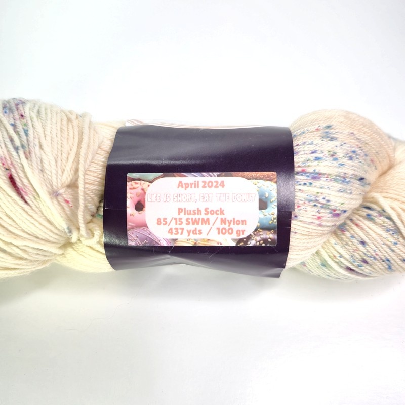 Hypnotic Yarn Plush Sock in April 2024: Life is Short, Eat the Donut - Image 2