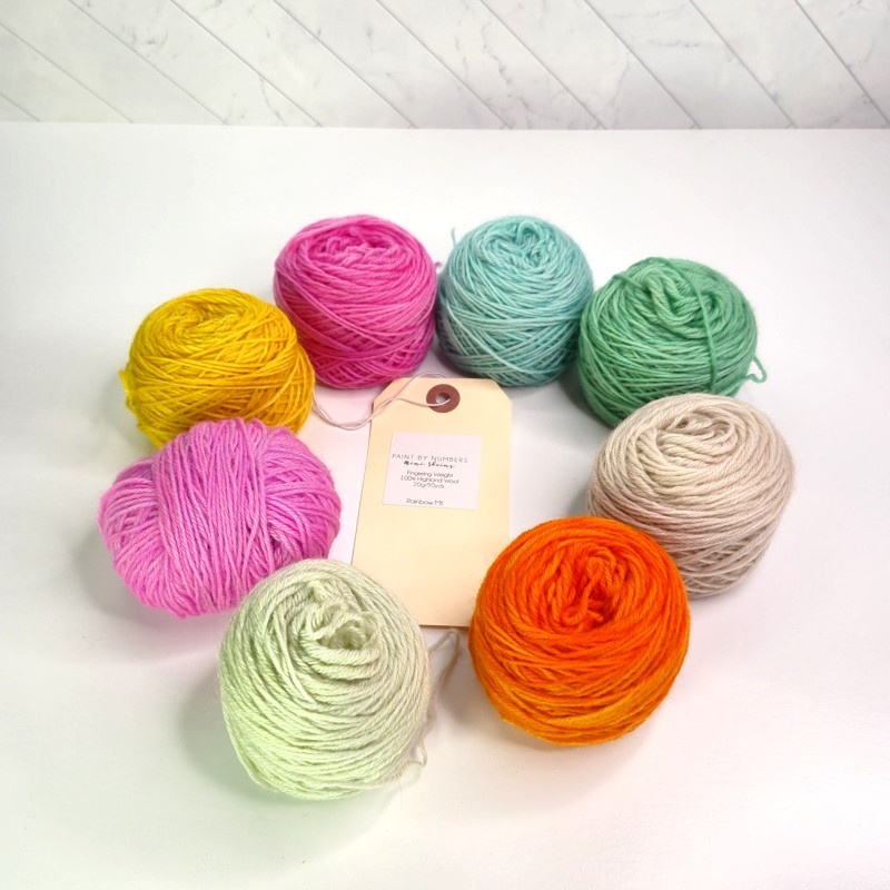 Hello Stella Fibres Paint By Numbers Mini Skeins in Rainbow Mt Mini Skeins - Set of 8 - Image 2