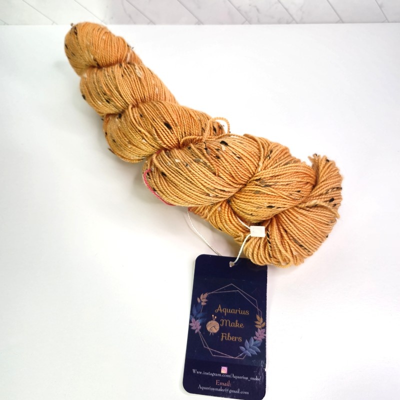 Aquarius Make Fibers Pollux Sock in Orange Tweed OOAK - Image 1